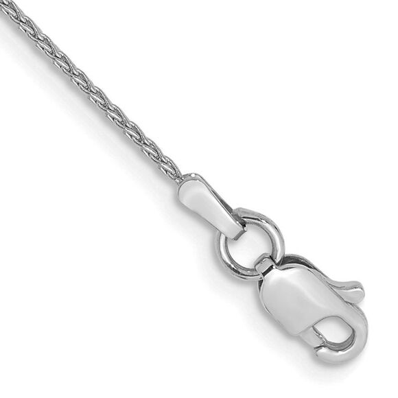 14k White Gold 9 inch 1mm Parisian Wheat with Lobster Clasp Anklet